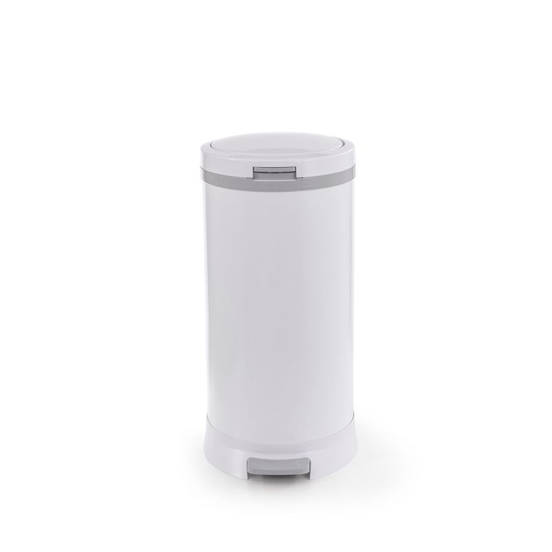 Bubula Step Premium Steel & Aluminum Diaper Waste Pail with Air Tight Lid and Security Lock for Nursery or Any Room Use, White