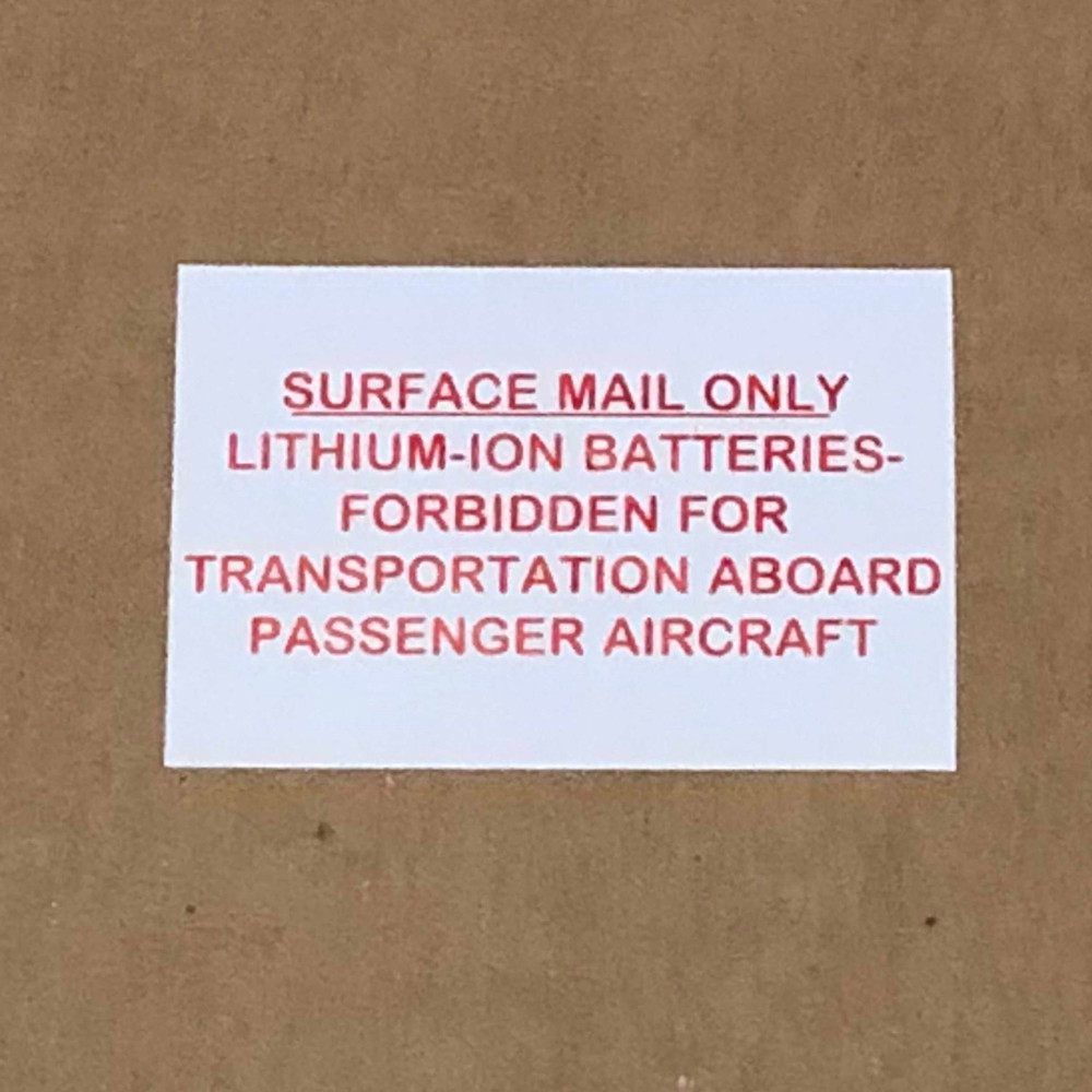 Lithium-ion Batteries Surface Mail Only Forbidden for Transport Aboard Passenger Aircraft Labels 2 x 3 Inch 500 Adhesive Stickers Per Roll