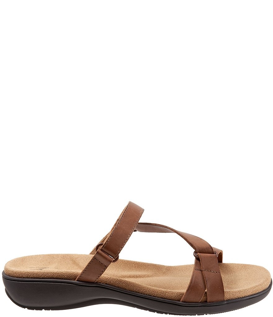 Trotters Raja Leather Adjustable Hook and Loop Slide Footbed Sandals