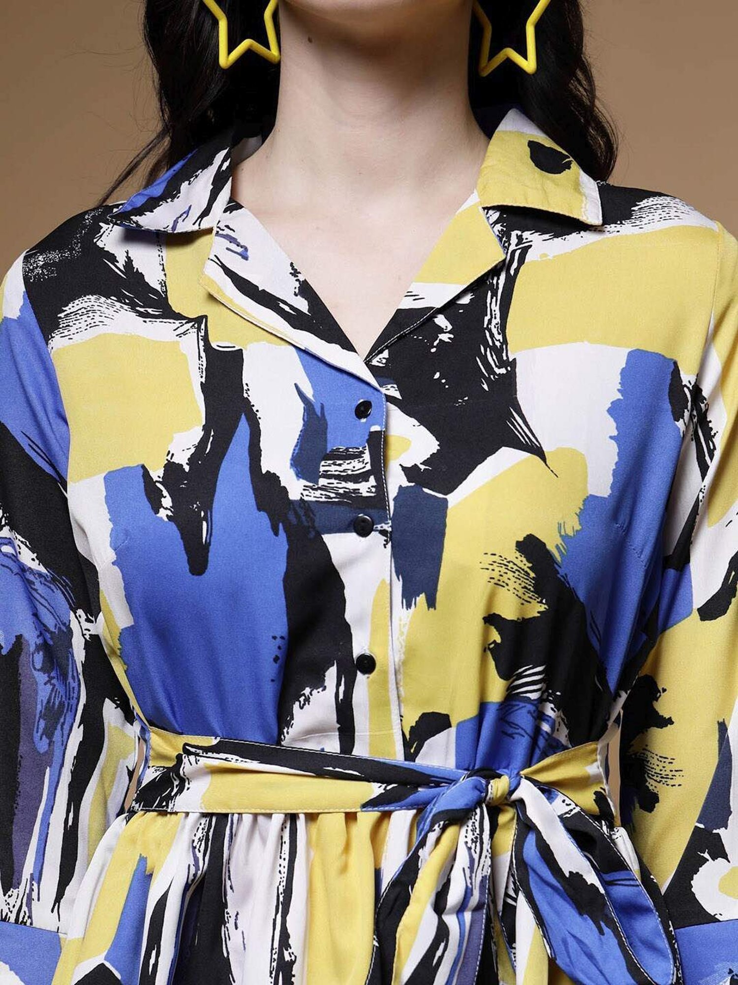 Melon by PlusS Multicolored Printed Shirt Pant Set With Waist Belt