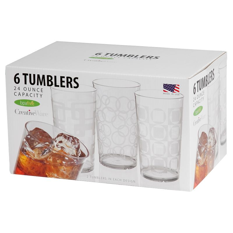 CreativeWare 24oz Acrylic Etched Tumblers - Set of 6