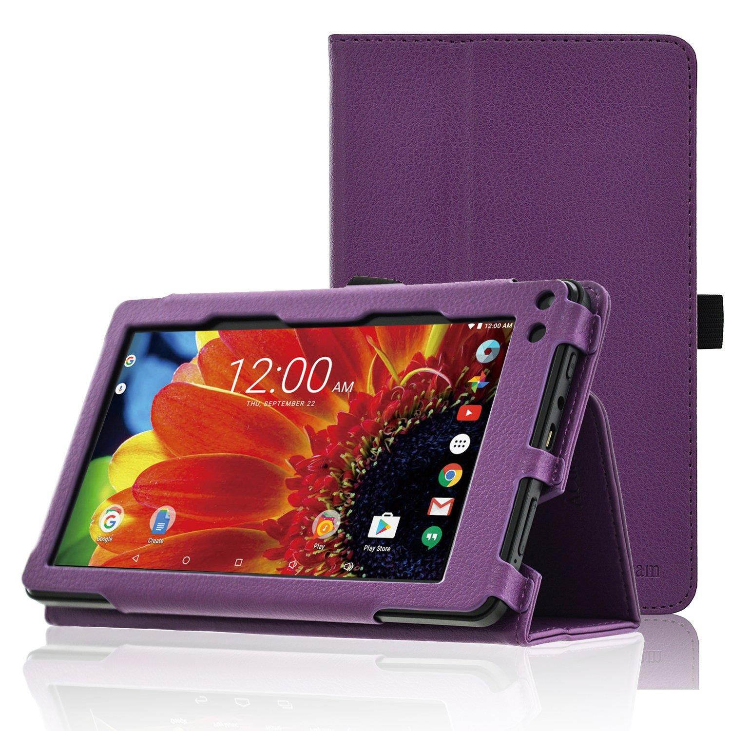ACdream RCA Voyager 7 Case, Folio Premium PU Leather Cover Case for RCA Voyager (2016, 2017) / RCA Voyager II/RCA Voyager III RCA/RCA Voyager Pro 7" Android Tablet, Dark Purple