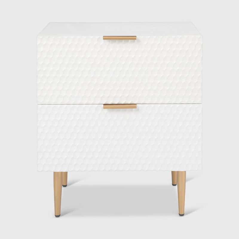 Jolie 2 Drawer Side Table White - Adore Decor