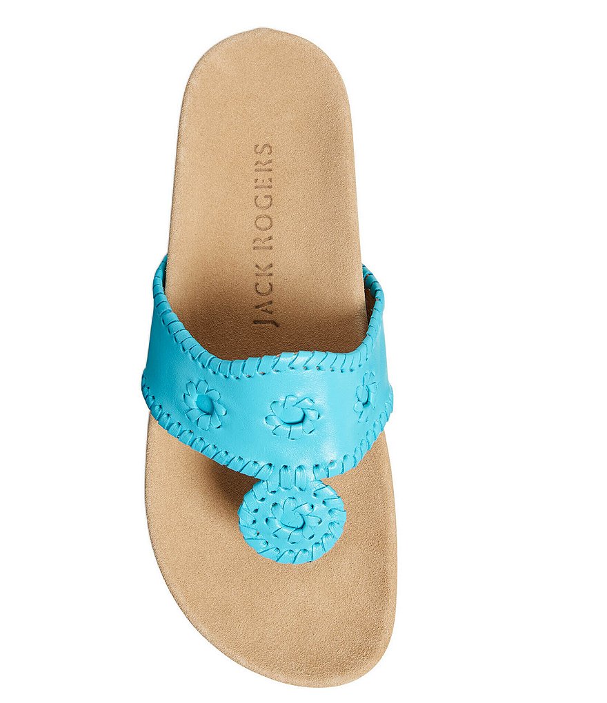 Jack Rogers Jacks Comfort Leather Whipstitch Detail Thong Sandals