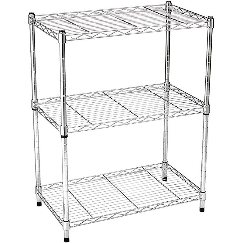 Basics 5-Shelf Adjustable, Storage Shelving Unit, Steel Organizer Wire Rack, Chrome & 3-Shelf Adjustable, Heavy Duty Storage Shelving Unit, Steel Organizer Wire Rack, Chrome