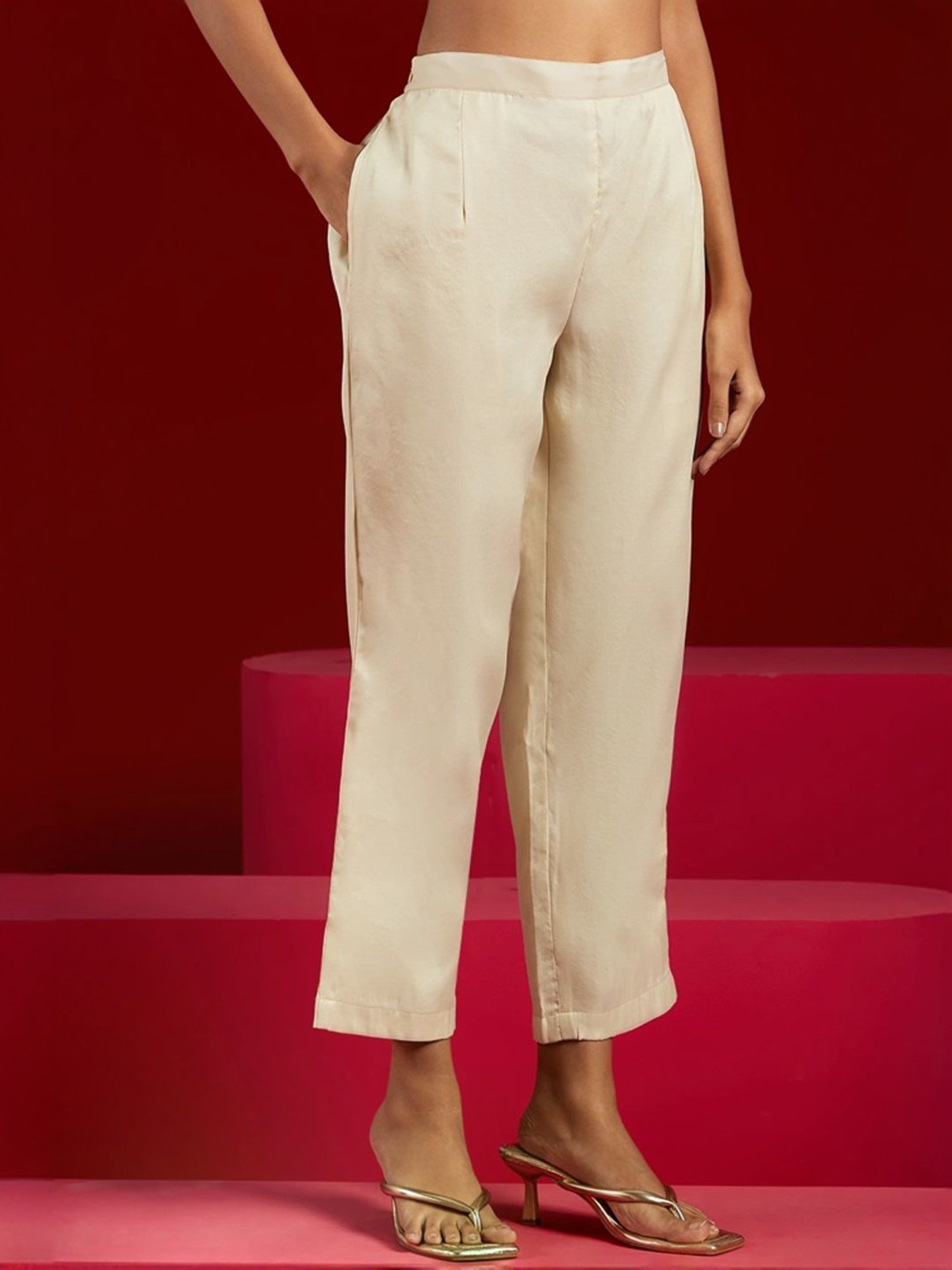 Libas Art Beige Embroidered Kurta Pant Set With Dupatta