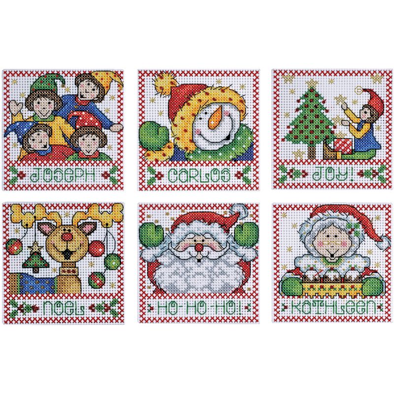 Design Works Counted Cross Stitch Kit 4"X4" Set of 6-Holiday Tags Set of 6 (14 Count)