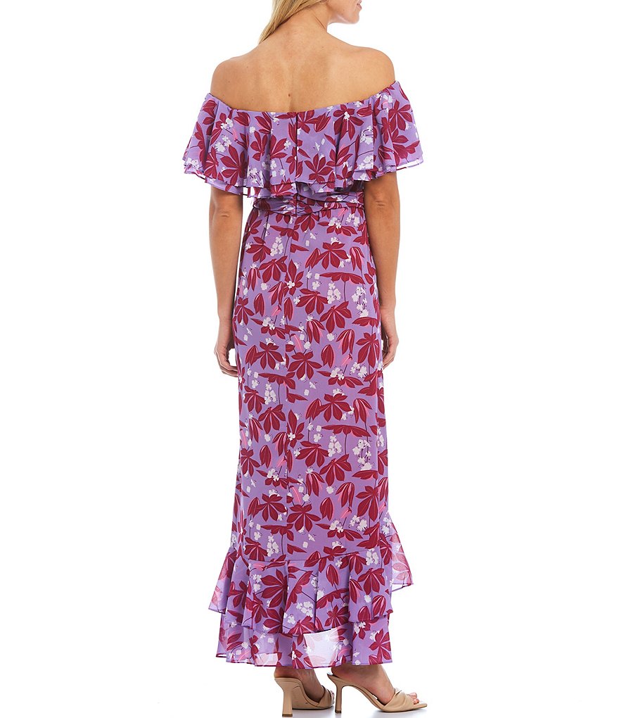 Sachin & Babi Elizabeth Off-the-Shoulder Floral Tiered Hem Maxi Dress