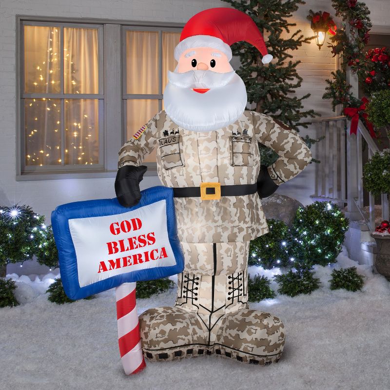 Gemmy Christmas Airblown Inflatable Mixed Media Gnome w/Curved Hat, 5 ft Tall, Multicolored