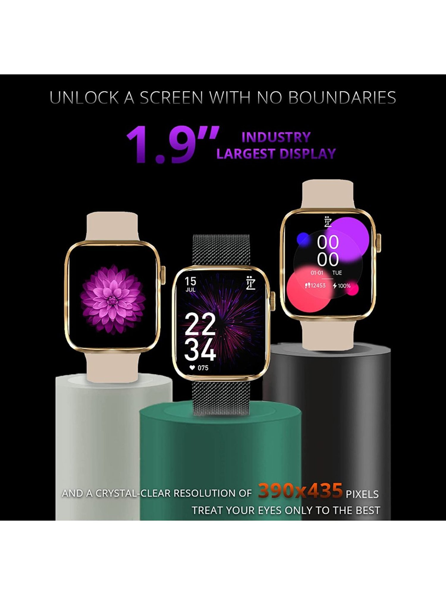 IZI SmartPro 1.9 inch PPI 326 UHD Smartwatch with 2 Premium Straps Included Steel + Silicone