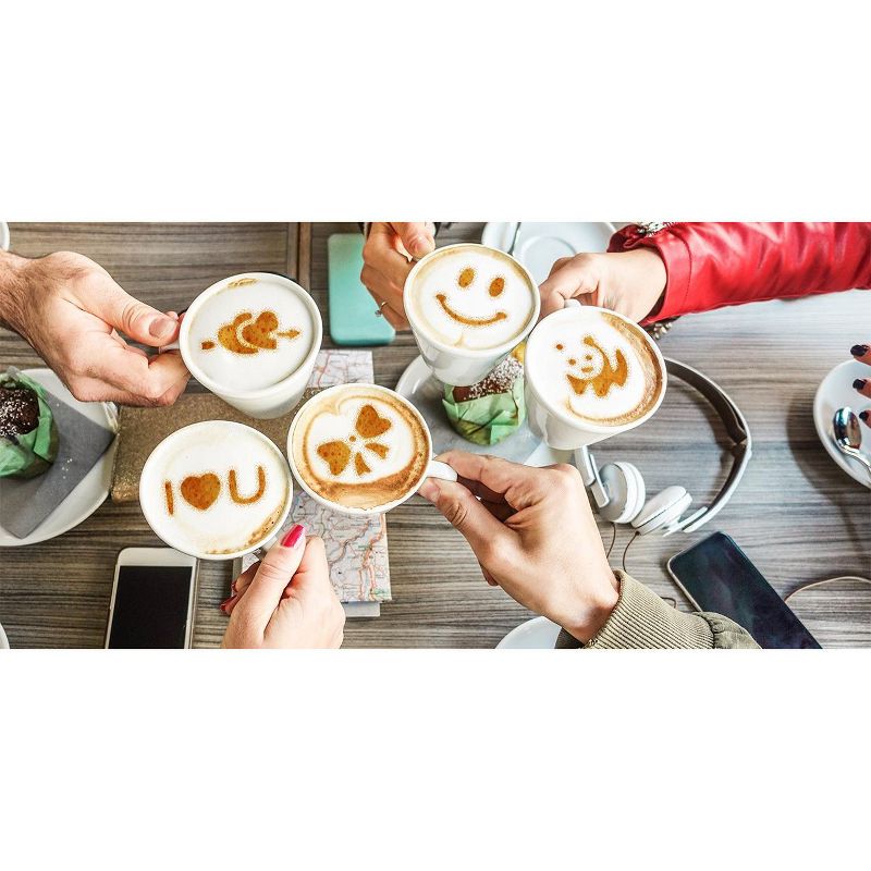 Stencils for Latte Art (16 Pack) with Various Designs to Style your Morning Coffee