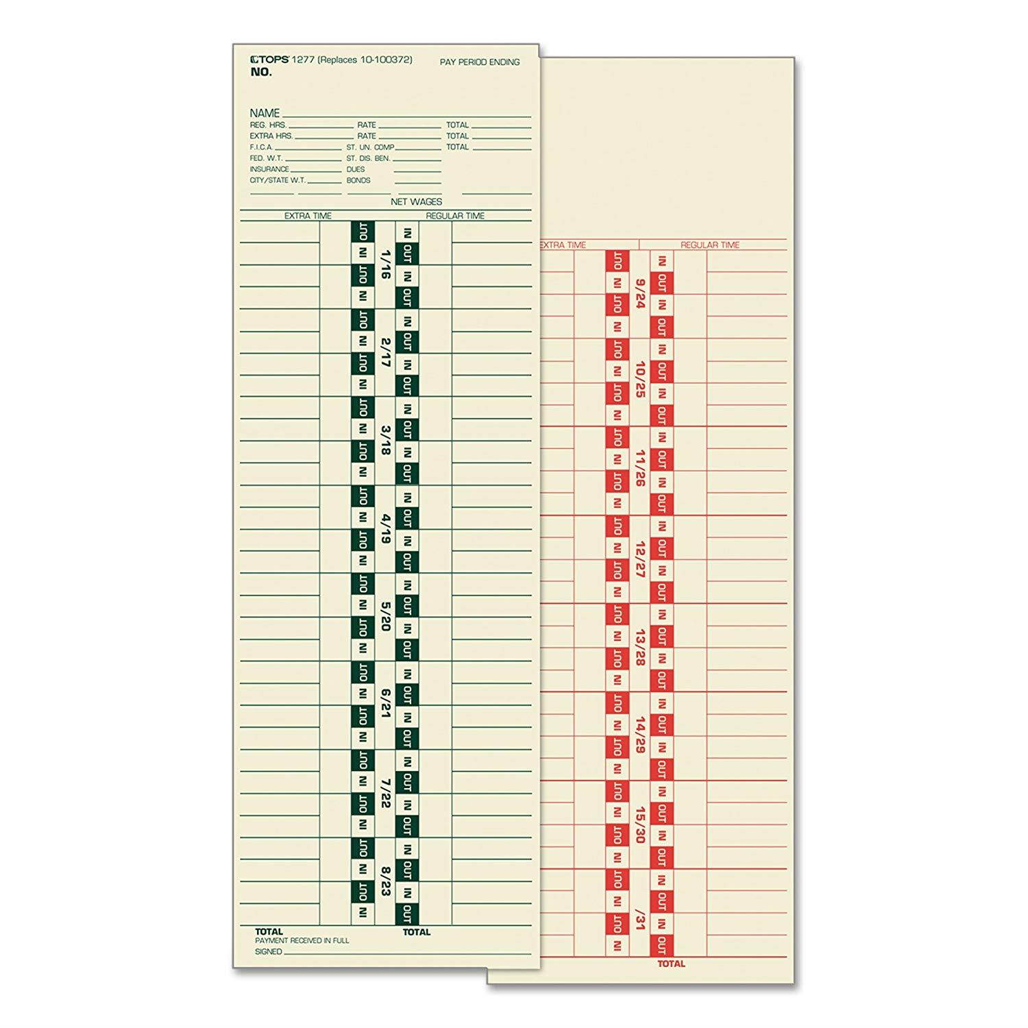 TOP1277 - Tops Time Card for Simplex