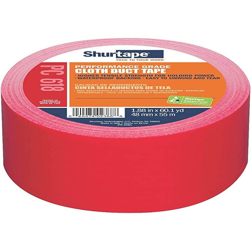 PC 618 Performance Grade Colored Cloth Duct Tape 48mm x 55m Red 1 Roll 203673