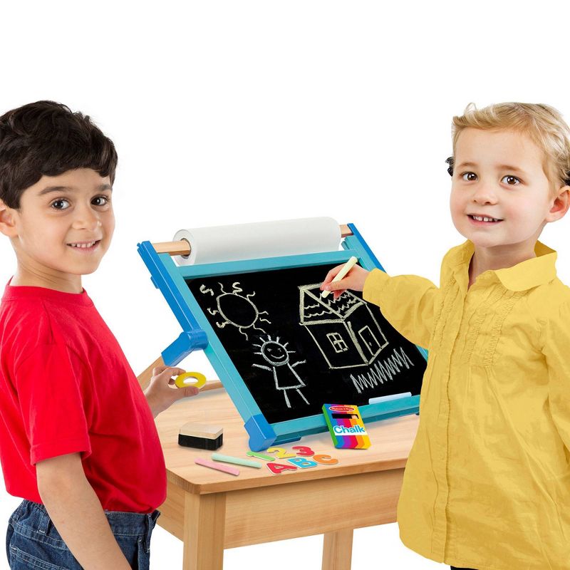 Melissa & Doug Double-Sided Magnetic Tabletop Art Easel - Dry-Erase Board and Chalkboard