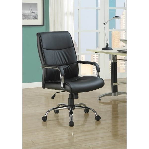 Black Leather-Look Office Chair by Monarch