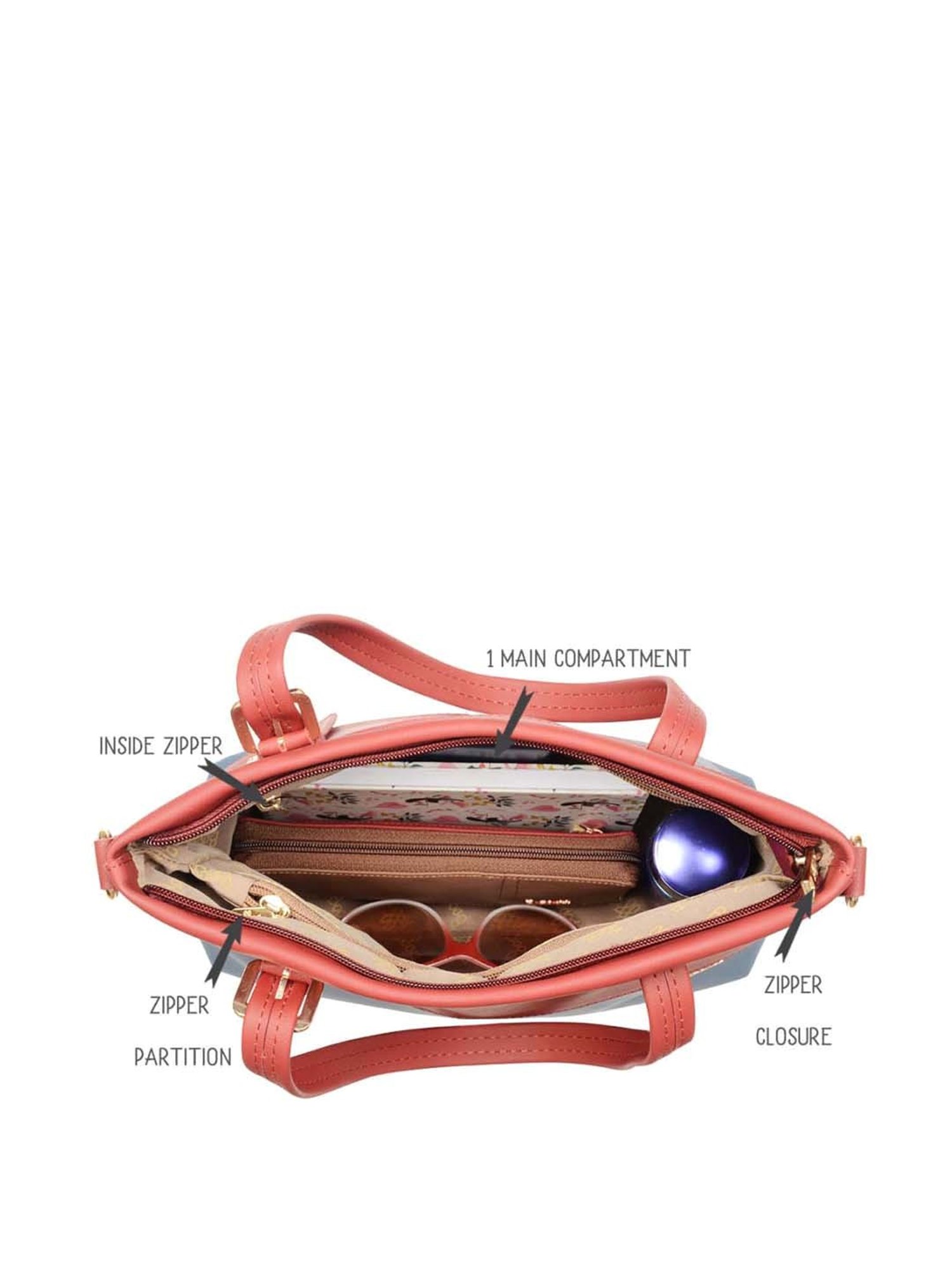 Baggit Red Color Block Medium Tote Handbag