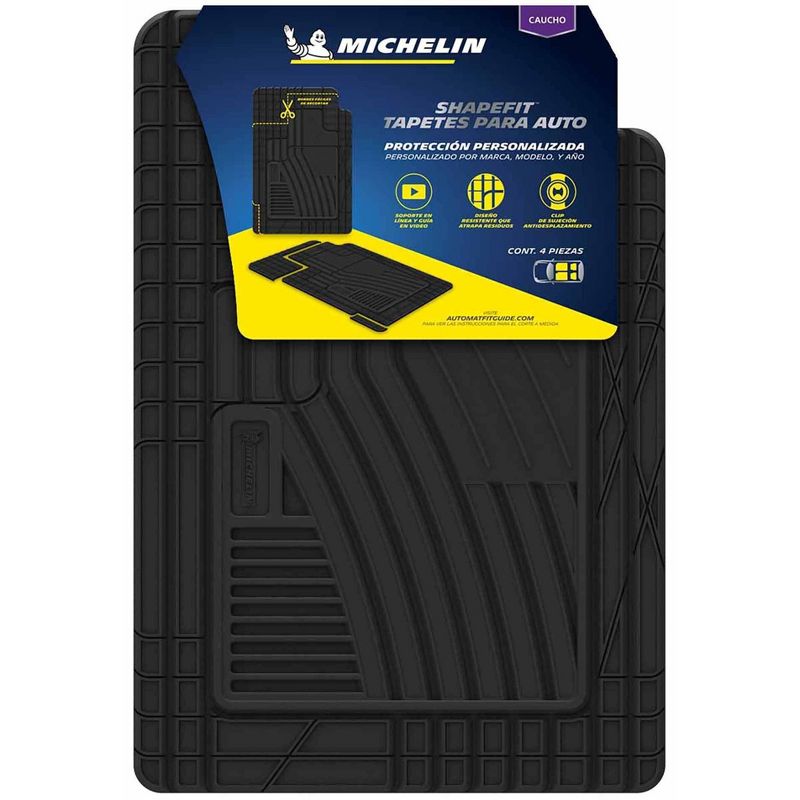 Michelin 19"x34" 4pc Shape Fit Rubber Floormat Set Black