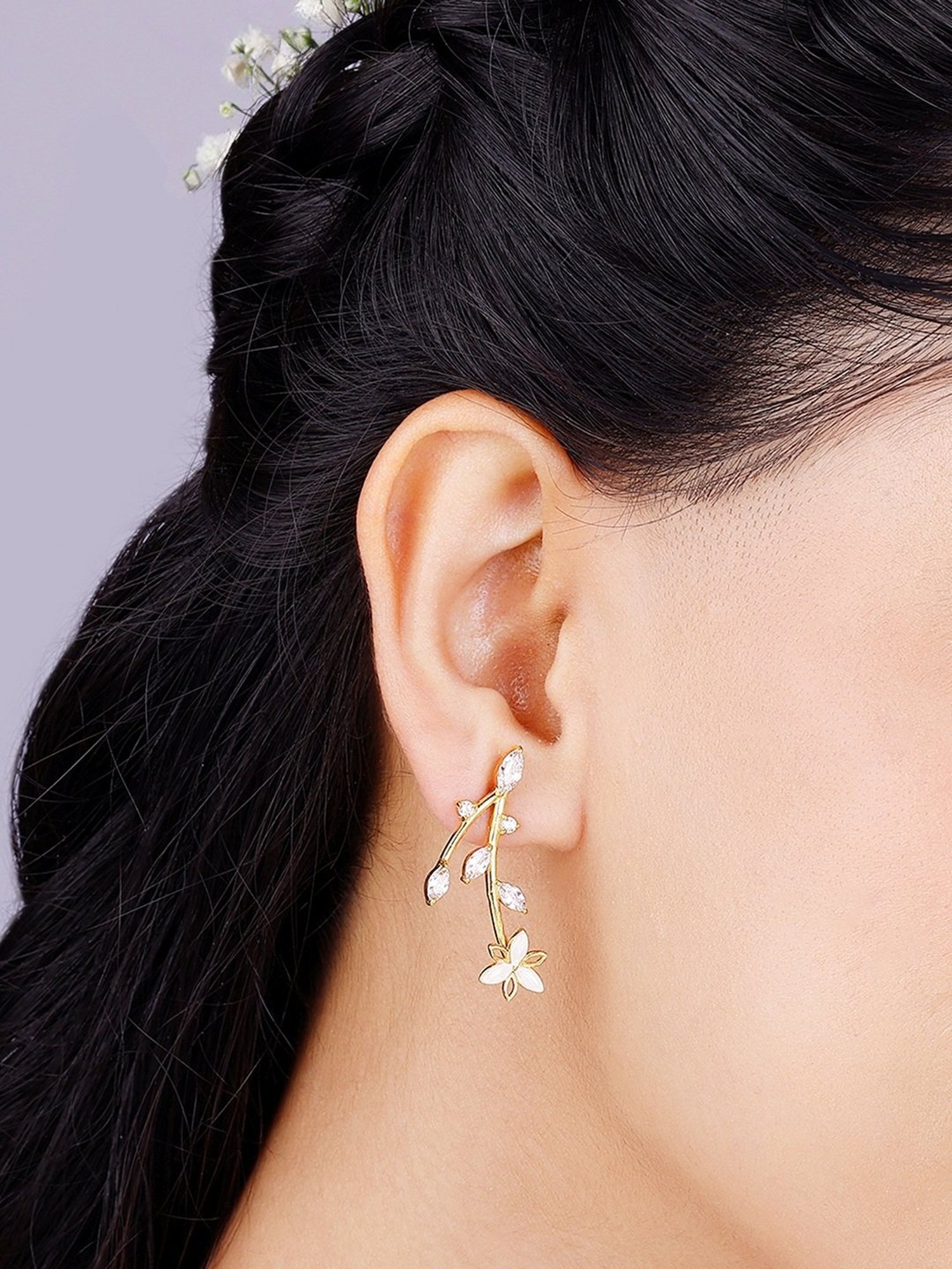 GIVA 925 Sterling Silver Bhumi Trillium Treasures Drop Earrings For Women