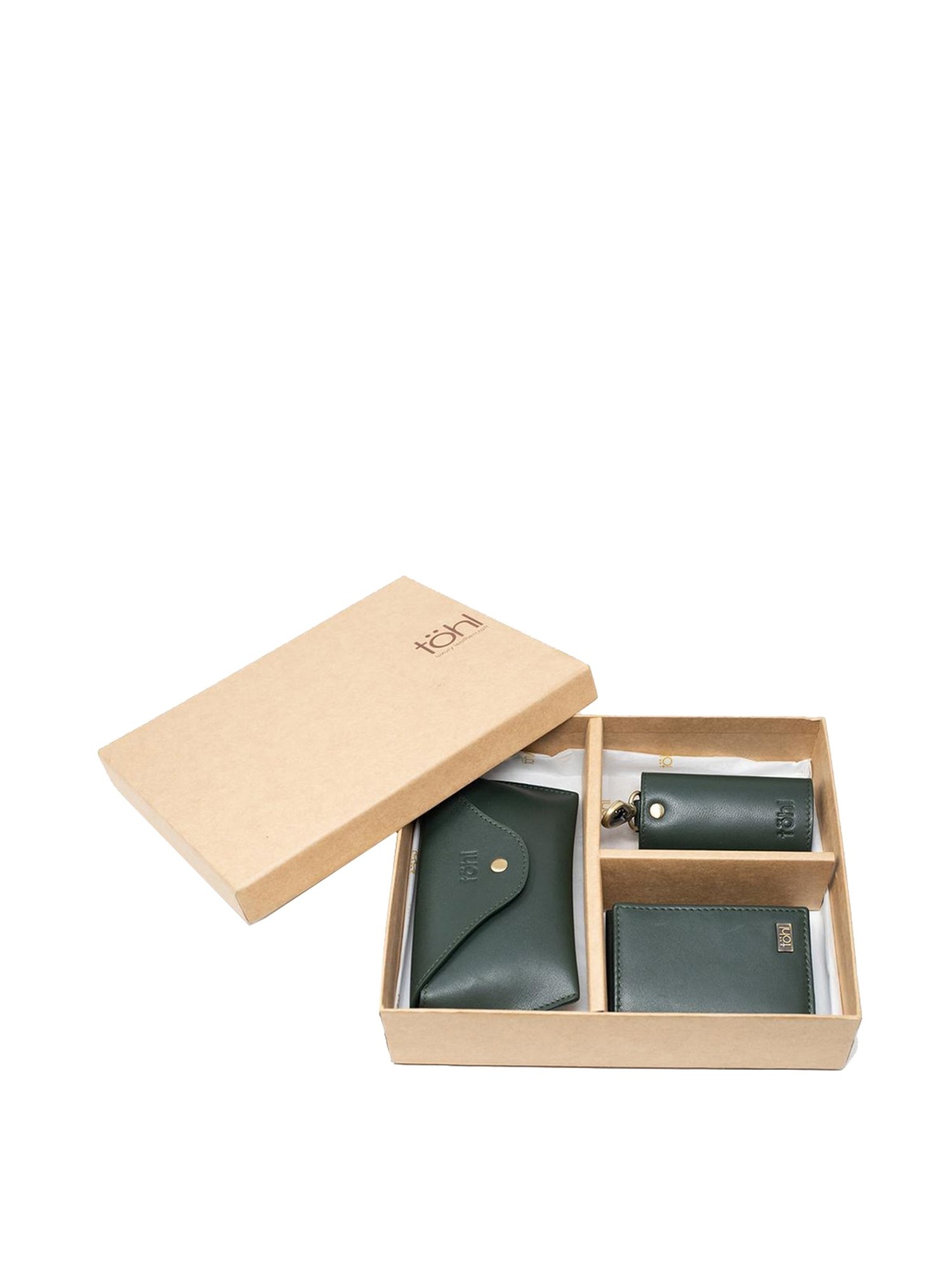Tohl Angra Green Casual Leather Bi-Fold Wallet,Keychain & Eyewear Case Set for Men