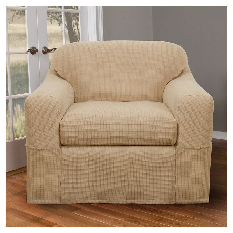 Reeves Wingchair Stretch Slipcover Natural - Zenna Home