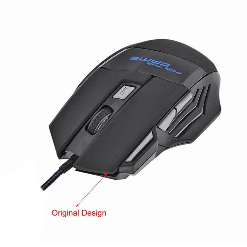 Wired Gaming Mouse 5500DPI Adjustable 7 Buttons Cable USB LED Optical Gamer Mouse For PC Computer Laptop Mice (Color: Black)