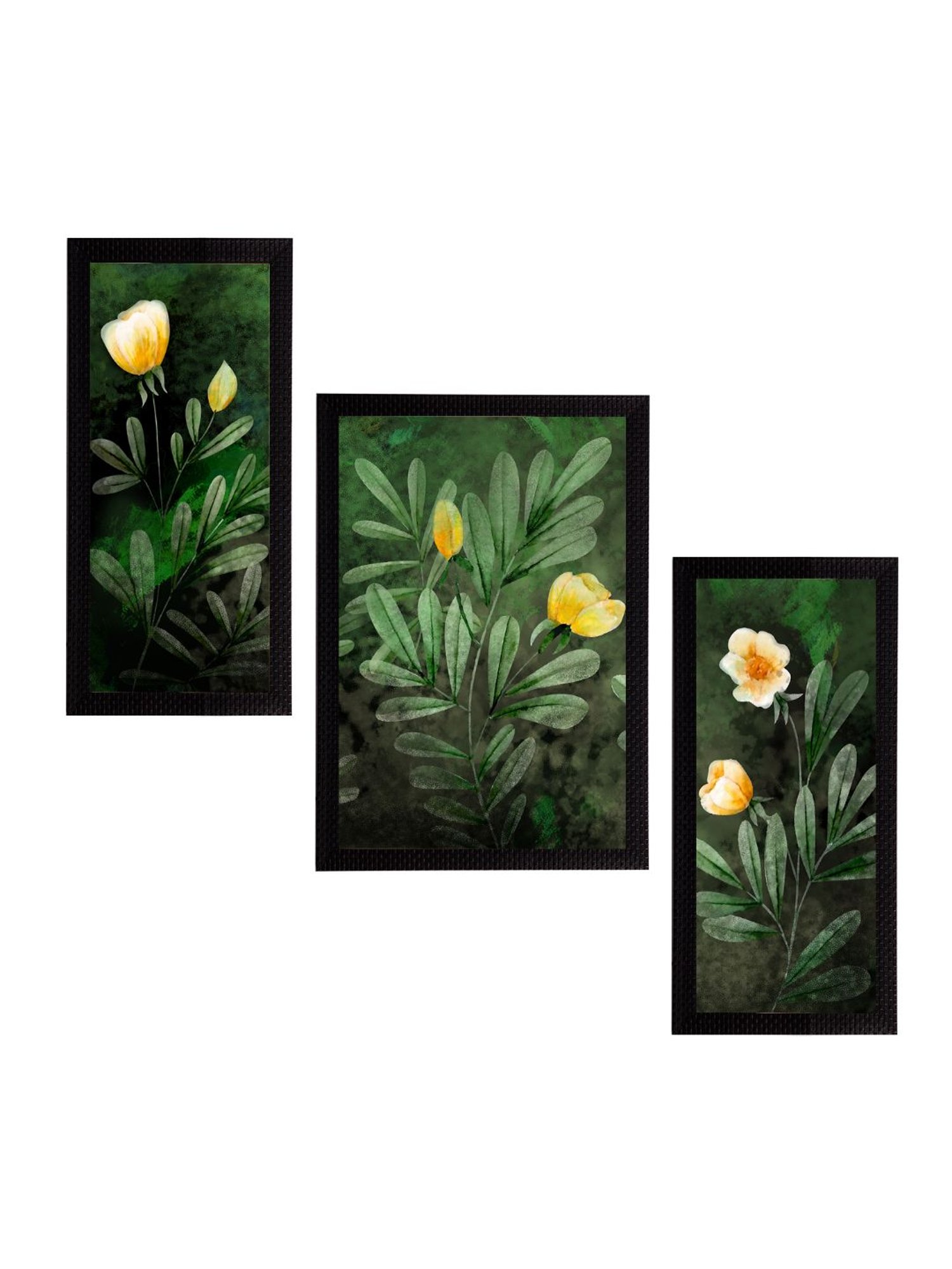 eCraftIndia Set of 3 Botanical and Floral Satin Matt Textured UV Art Painting