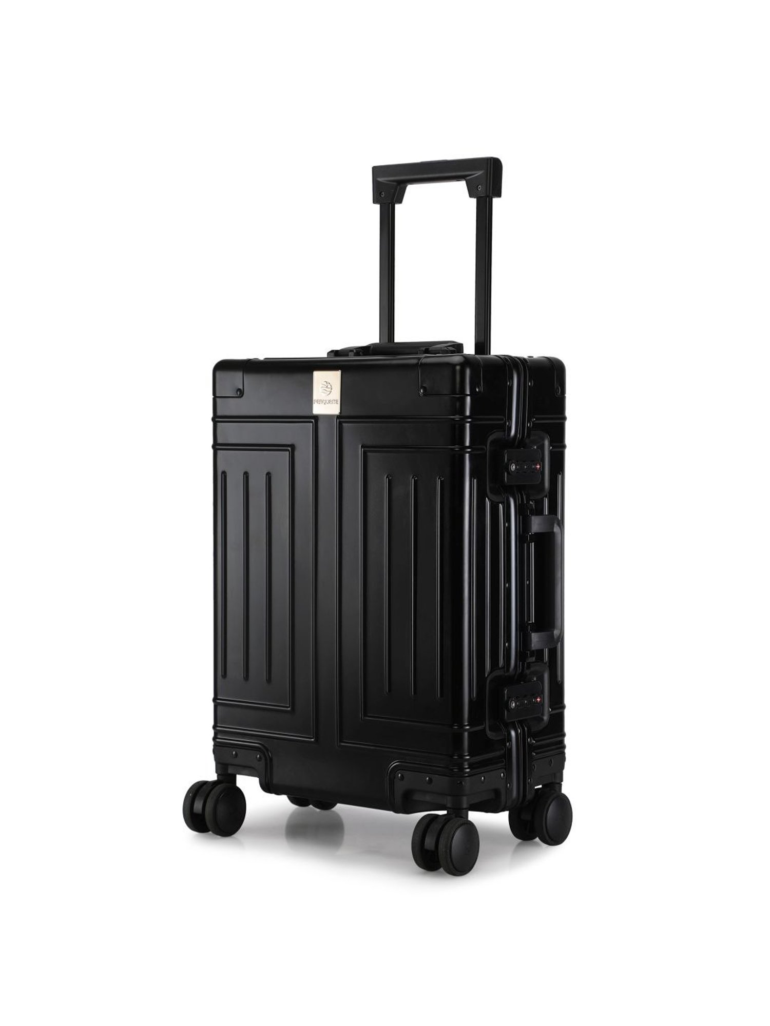 Perquisite Aluminium Trolly Black Textured Hard Cabin Bag - 56 cm