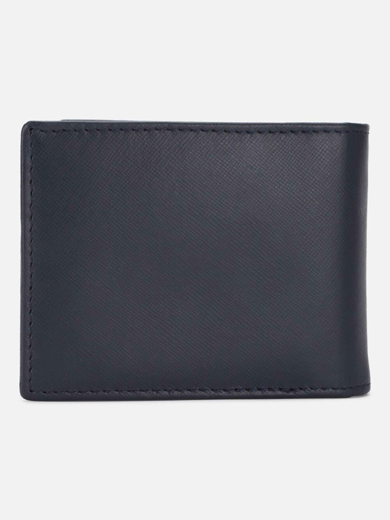 Louis Philippe Navy Leather Solid Bi-Fold Wallet