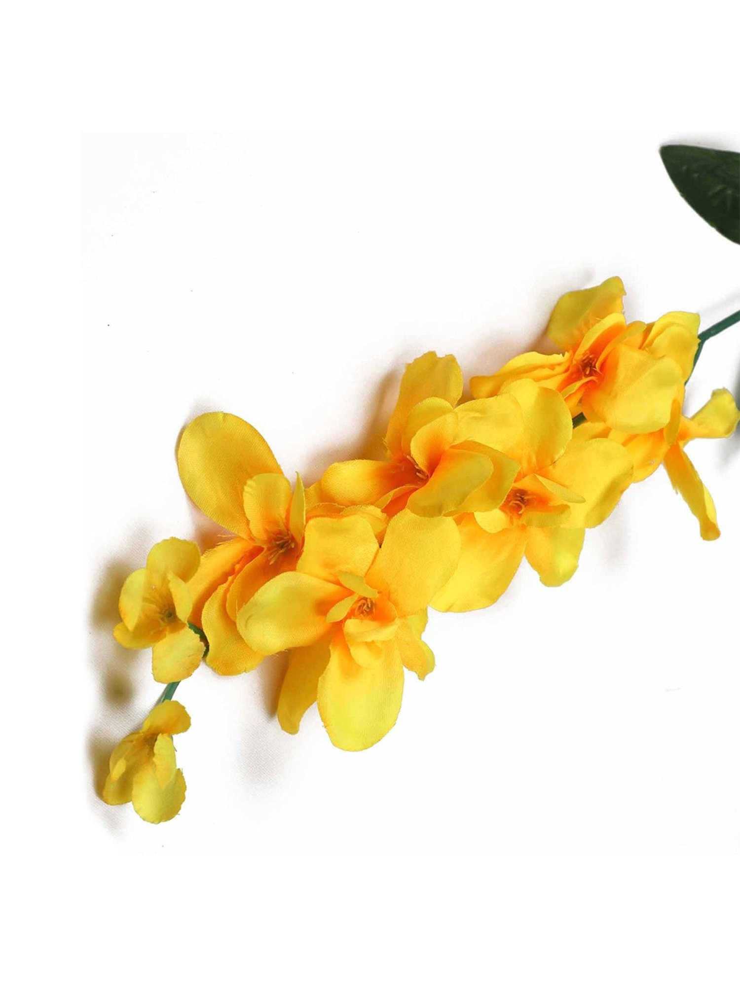 Amflix Yellow Artificial Bonsai Orchid Flower Plant Without Pot