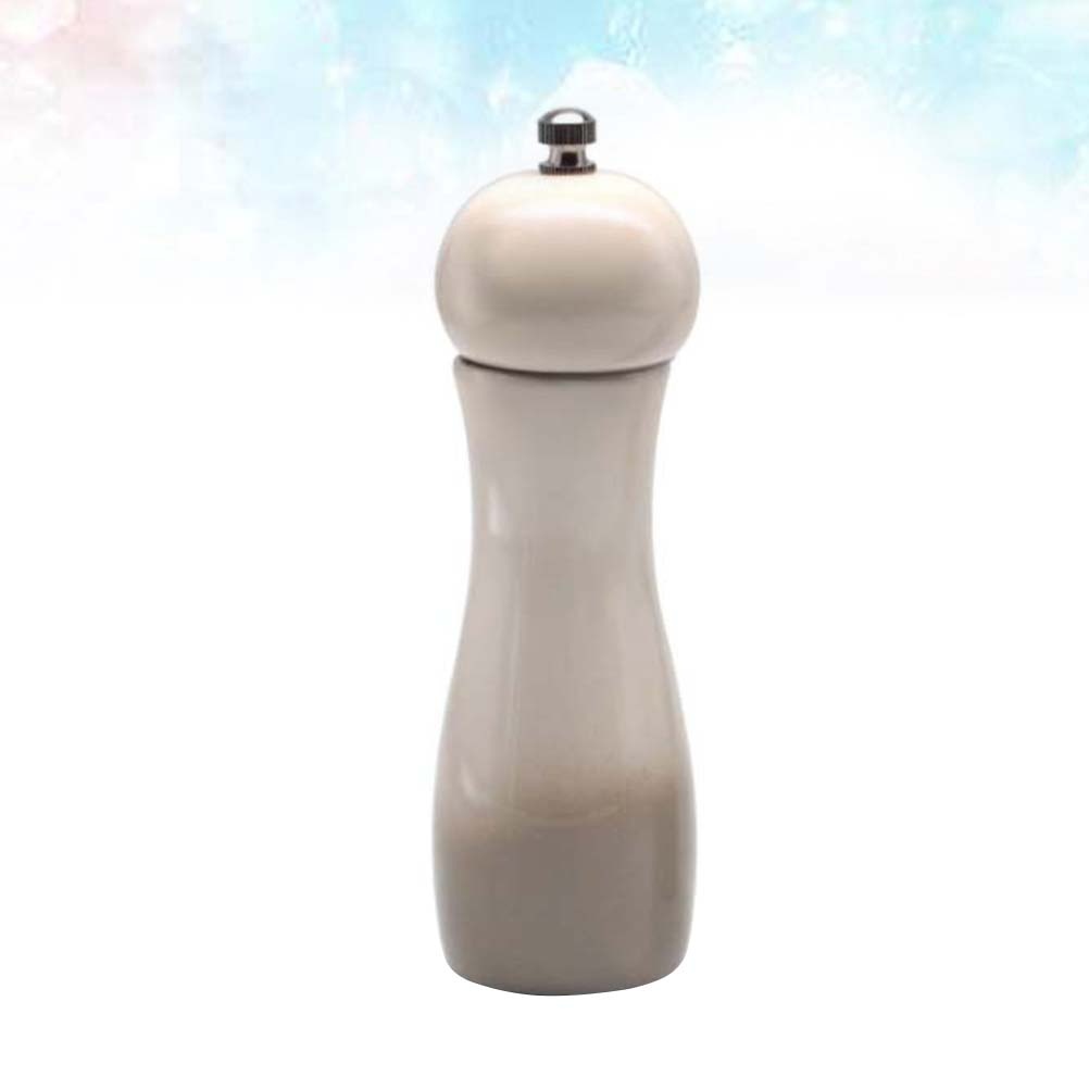 1pc 6 Inches Ceramic Manual Pepper Grinder Pepper Mill Salt Container Kitchen Gadget (White)