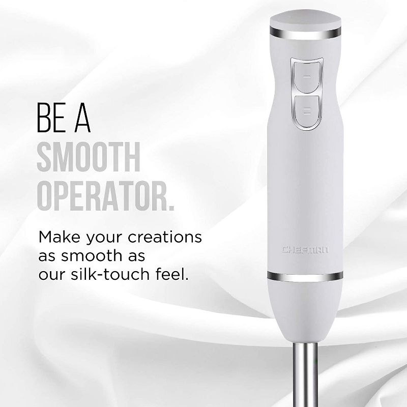 Chefman Stainless Steel 300 Watt 2 Speed Control Hand Mixer with Comfort Grip and Ice Crushing Blades for Smoothies, Batters, and Beverages, Ivory