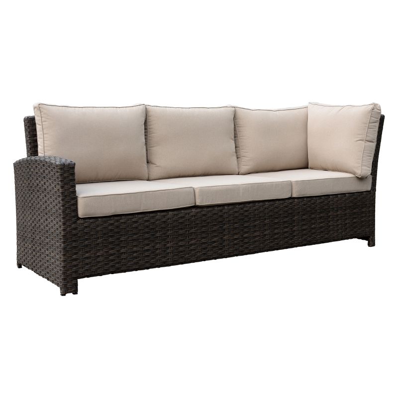 3pc Rooftop Outdoor Sofa Sectional with Cushions & Coffee Table - Brown - Courtyard Casual