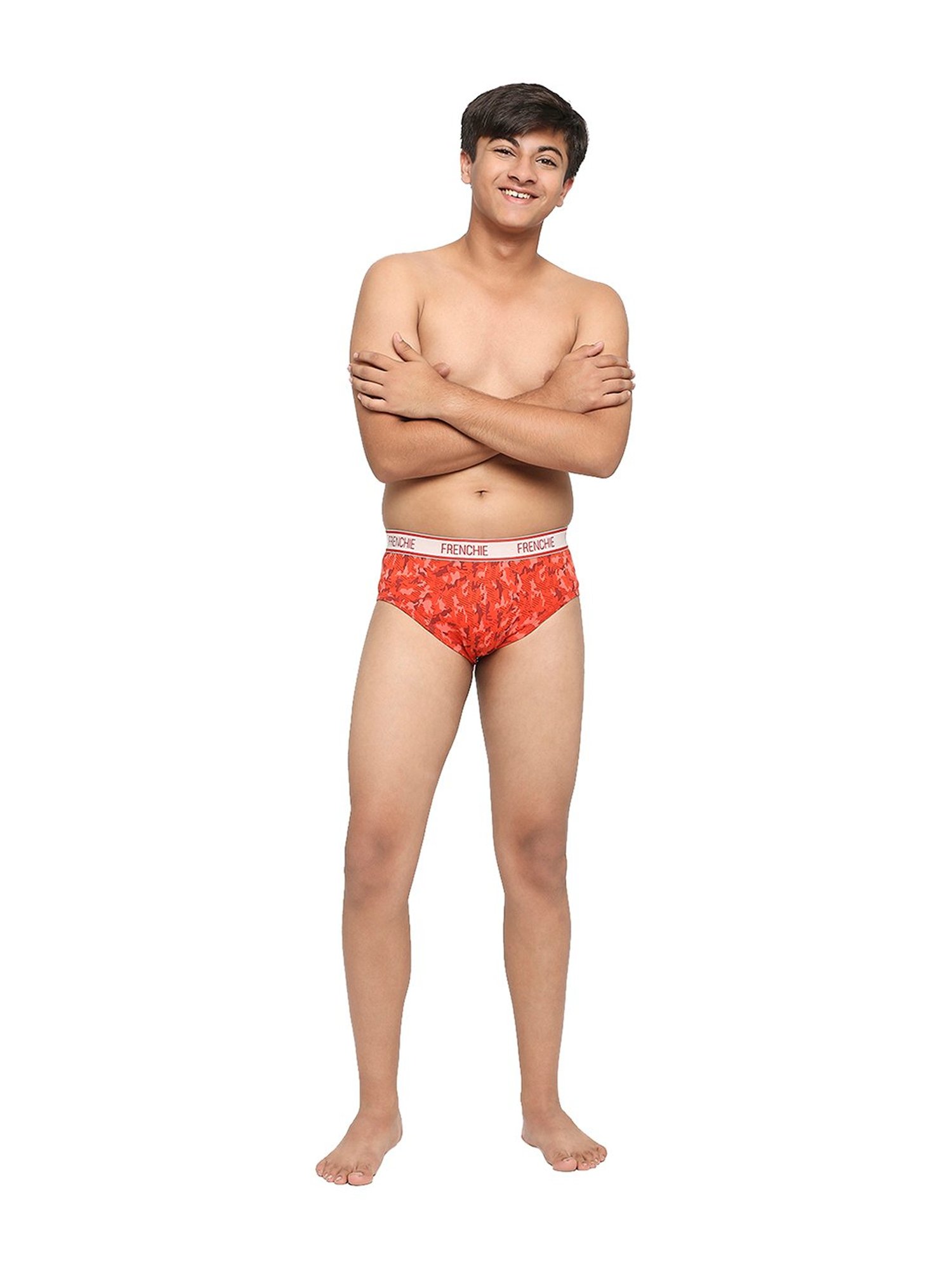 Frenchie Kids Red & Grey Camouflage Briefs (Pack Of 2)