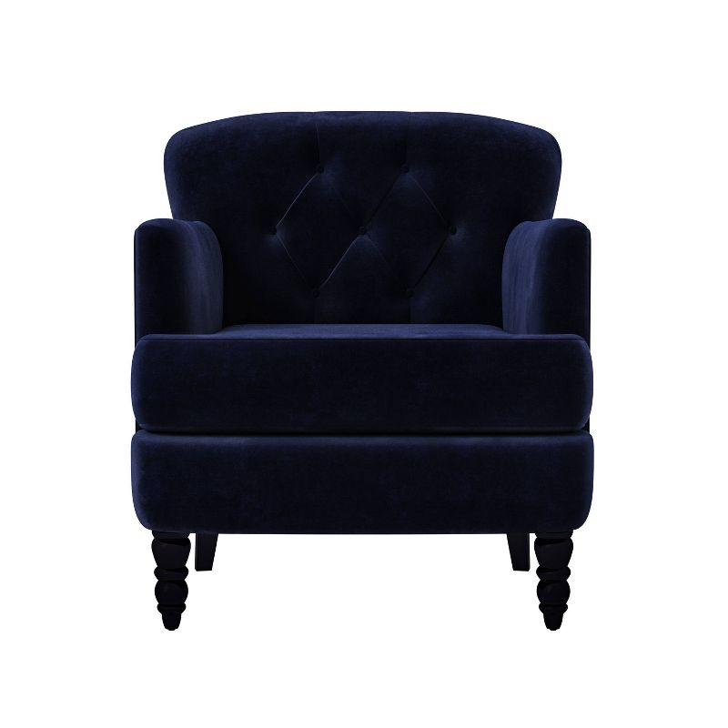 Suzanne Button Tufted Armchair Velvet Navy Blue - Handy Living
