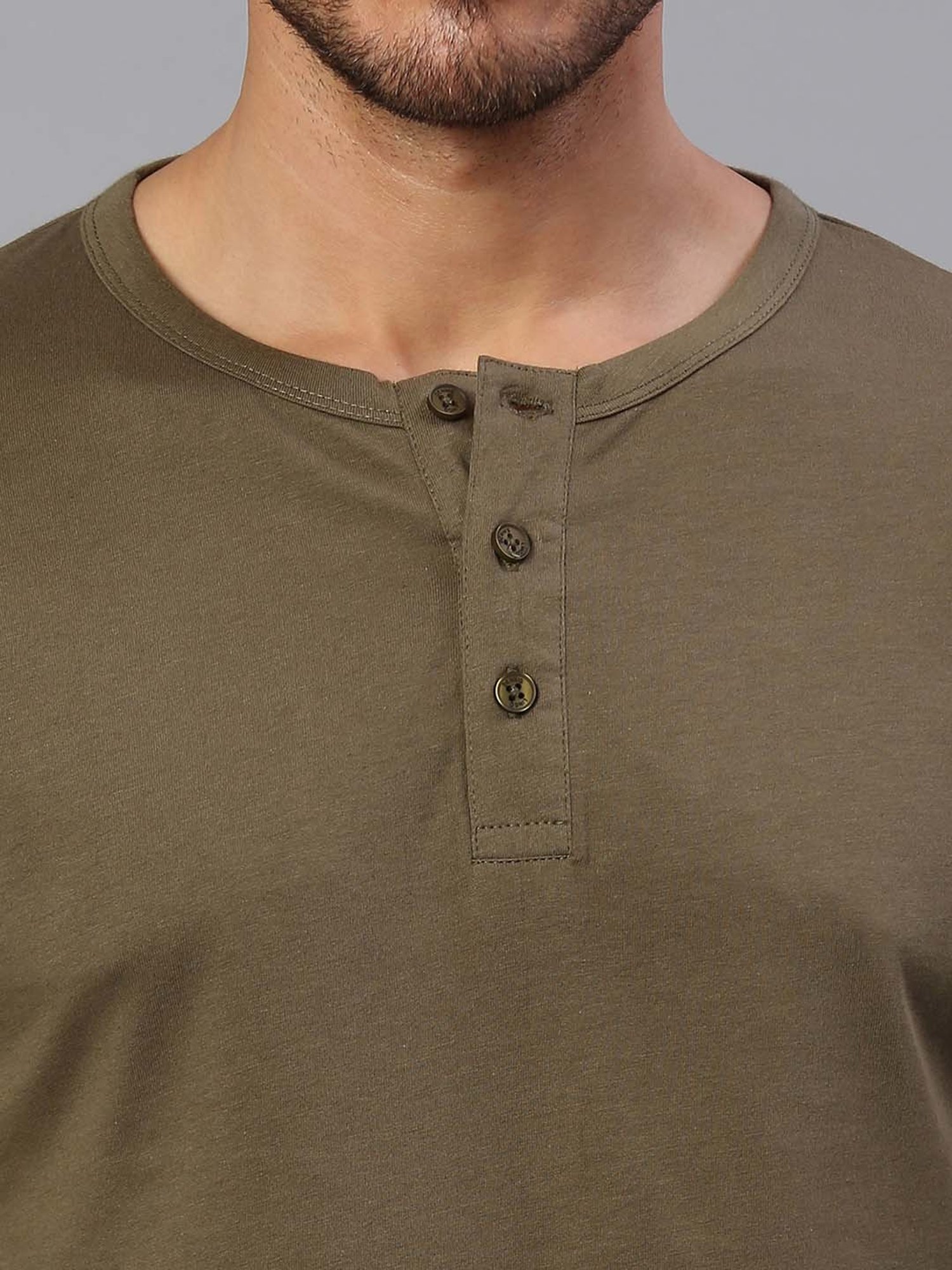 Dennis Lingo Olive Regular Fit Henley T-Shirt