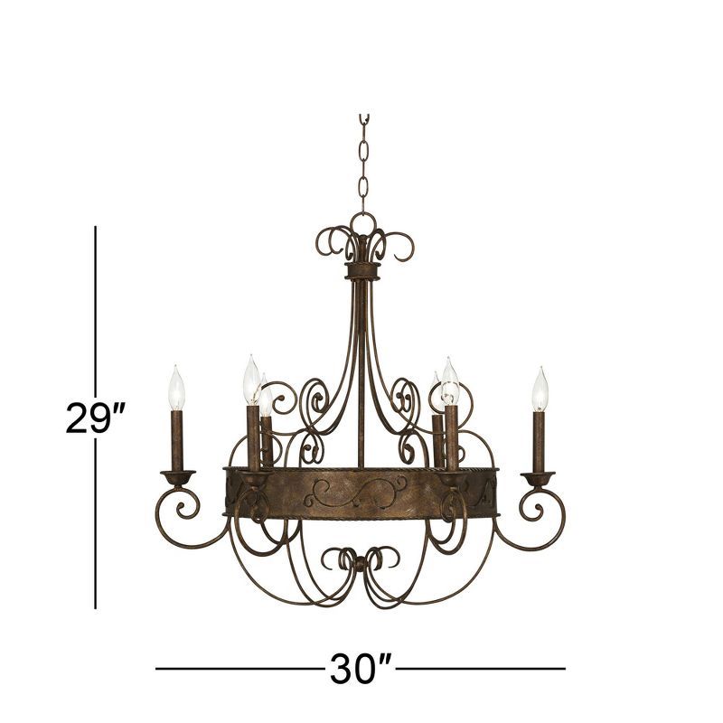 Franklin Iron Works Rust Bronze Candelabra Chandelier 30" Wide Rustic Metal 6-Light Fixture for Dining Room House Foyer Kitchen