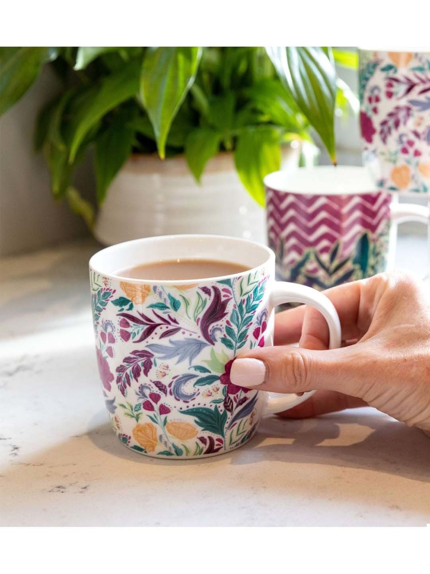 KitchenCraft Multicolor Ceramic Barrel Mug (0.425 L) - Set of 4