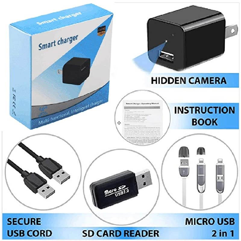 HD USB Hidden Camera Motion Detection Mini Charger Camera Surveillance Camera Mini Spy Camera Nanny Camera Spy Camera Charger Hidden Camera Charger No WiFi Needed Video Only