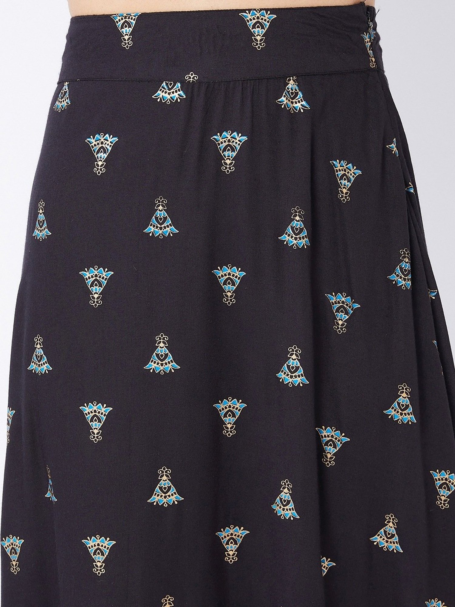 Inweave Blue Printed A-Line Skirt