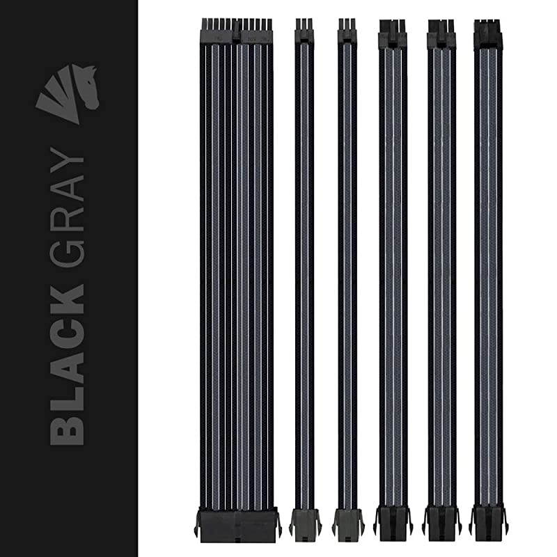 Customization Mod Sleeve Extension Power Supply Cable Kit 18AWG ATXEPS8pin PCIE6pin PCIE Black Mix