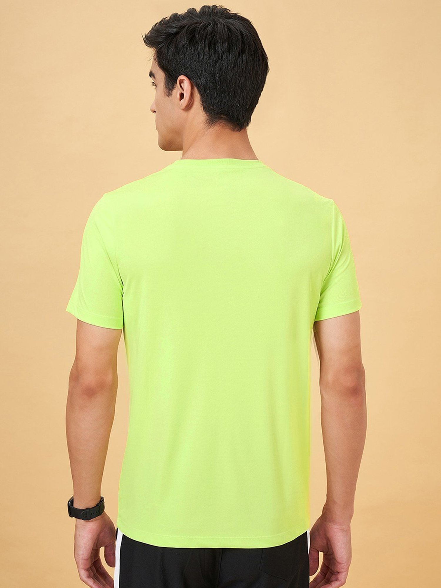 Ajile By Pantaloons Neon Green Slim Fit Printed T-Shirt