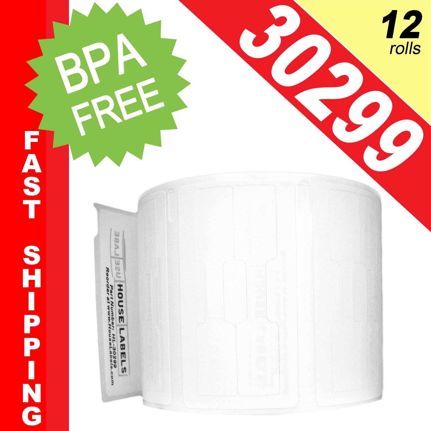 DYMO-Compatible 30299 Jewelry Labels (7/16" x 2-1/8") -- BPA Free! (12 Rolls; 1,500 Labels per Roll)