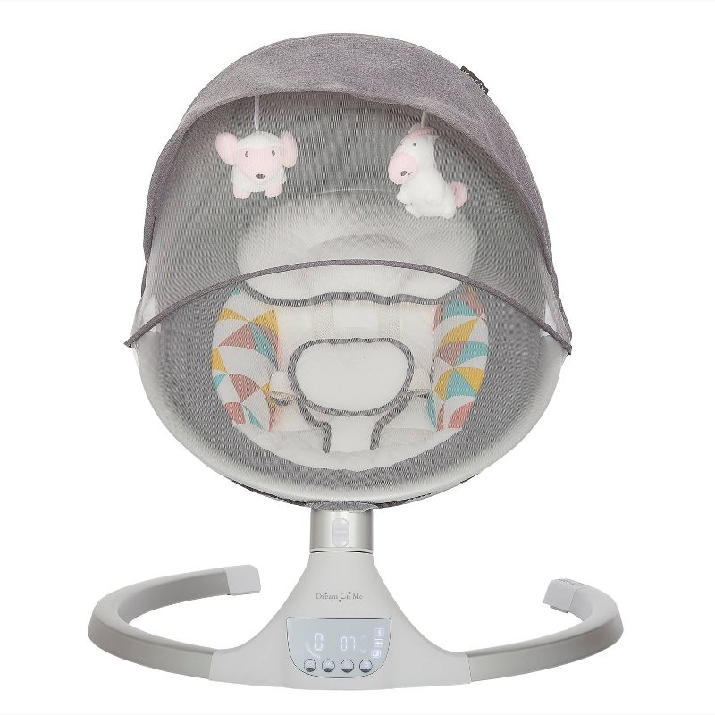 Dream On Me Zazu Cradling Swing - Gray & Pink