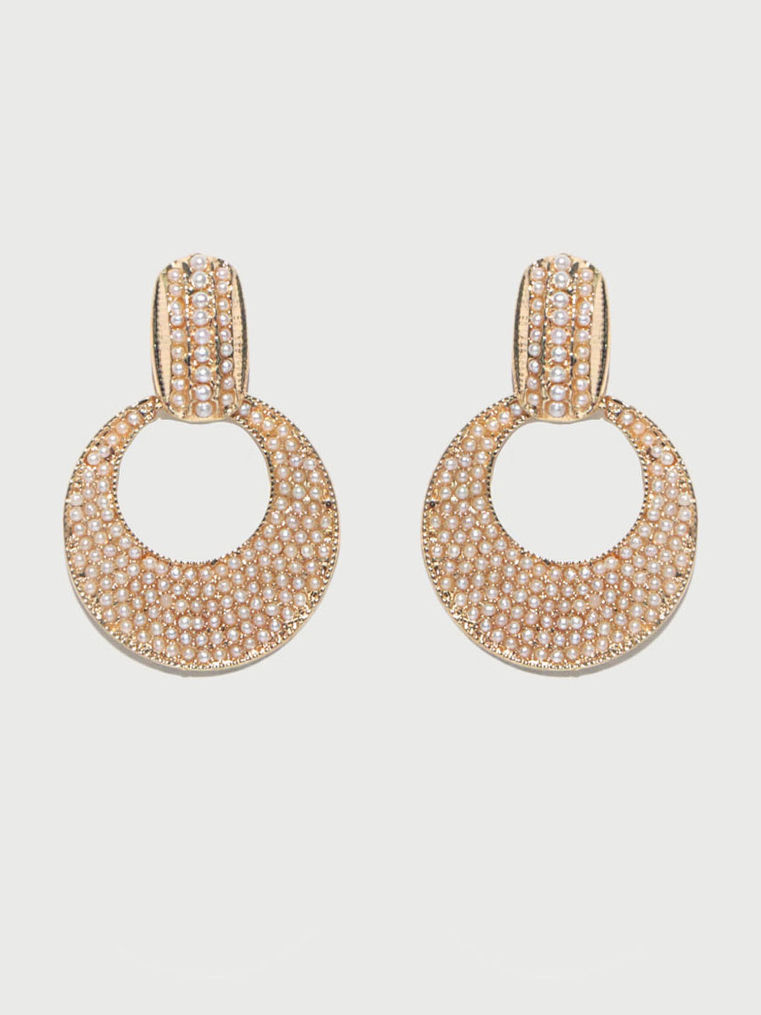 ToniQ Pearls Gold-Plated Classic Drop Earrings for Women