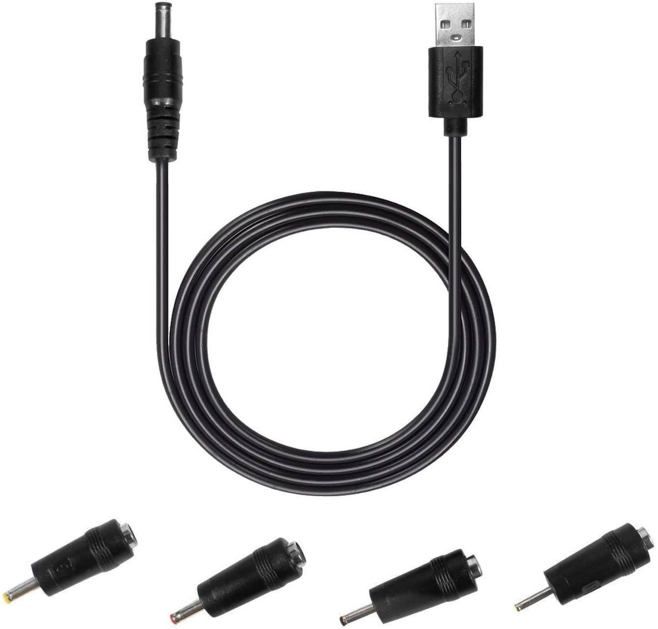 Onite Female 5.5x2.1mm to Male 4.0x1.7mm, 3.5x1.35mm, 3.0x1.1mm, 2.5x0.7mm Jack, USB to DC 5.5x2.1mm Cord (DC4+1)