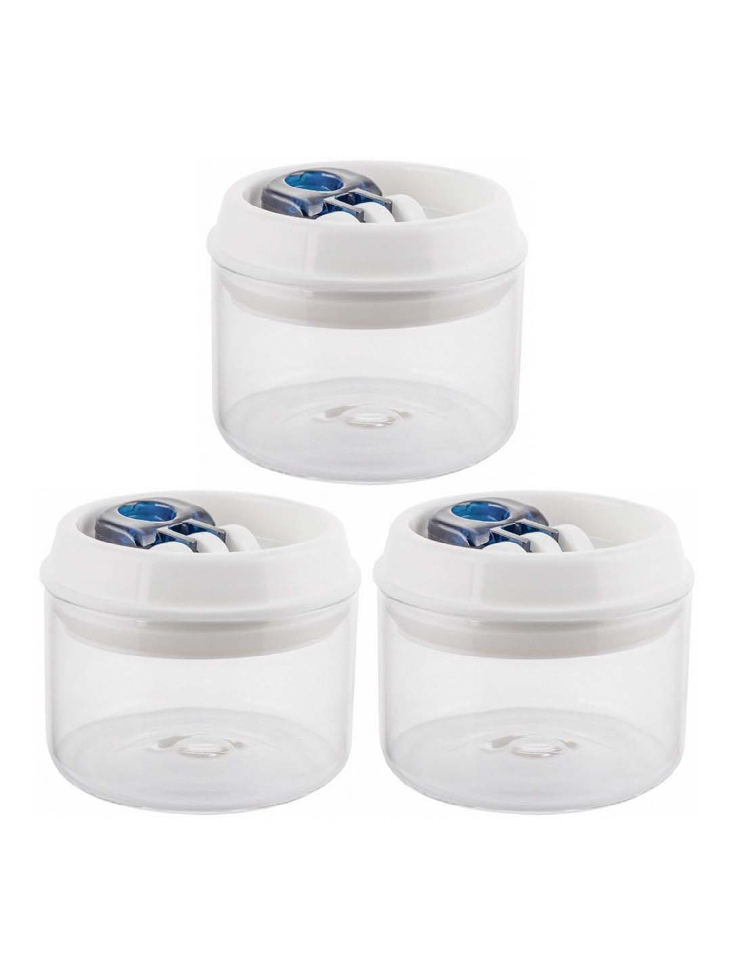 White Gold Transparent Glass Storage Jars with Flip Lock(400 ml) - Set of 3
