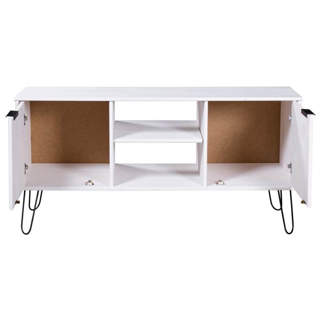 vidaXL Solid Pine Wood TV Cabinet "New York Range" White Stereo HiFi Stand