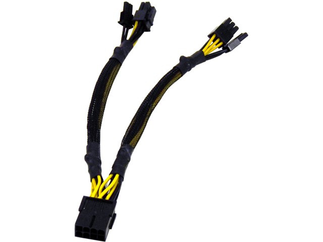 1ST PC CORP. 8" CB-PCIE8-Y PCI-E PCI-Express 8-pin Female to Two PCI-Express 6+2-pin Female