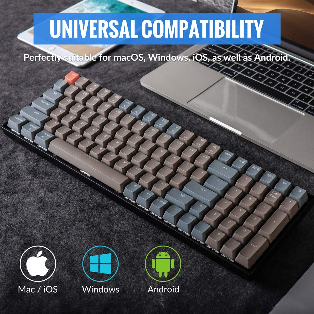Keychron K4 Wireless Bluetooth/USB Wired Gaming Mechanical Keyboard, Compact 100 Keys RGB LED Backlit Gateron Red Switch N-Key Rollover, Aluminum Frame for Mac Windows
