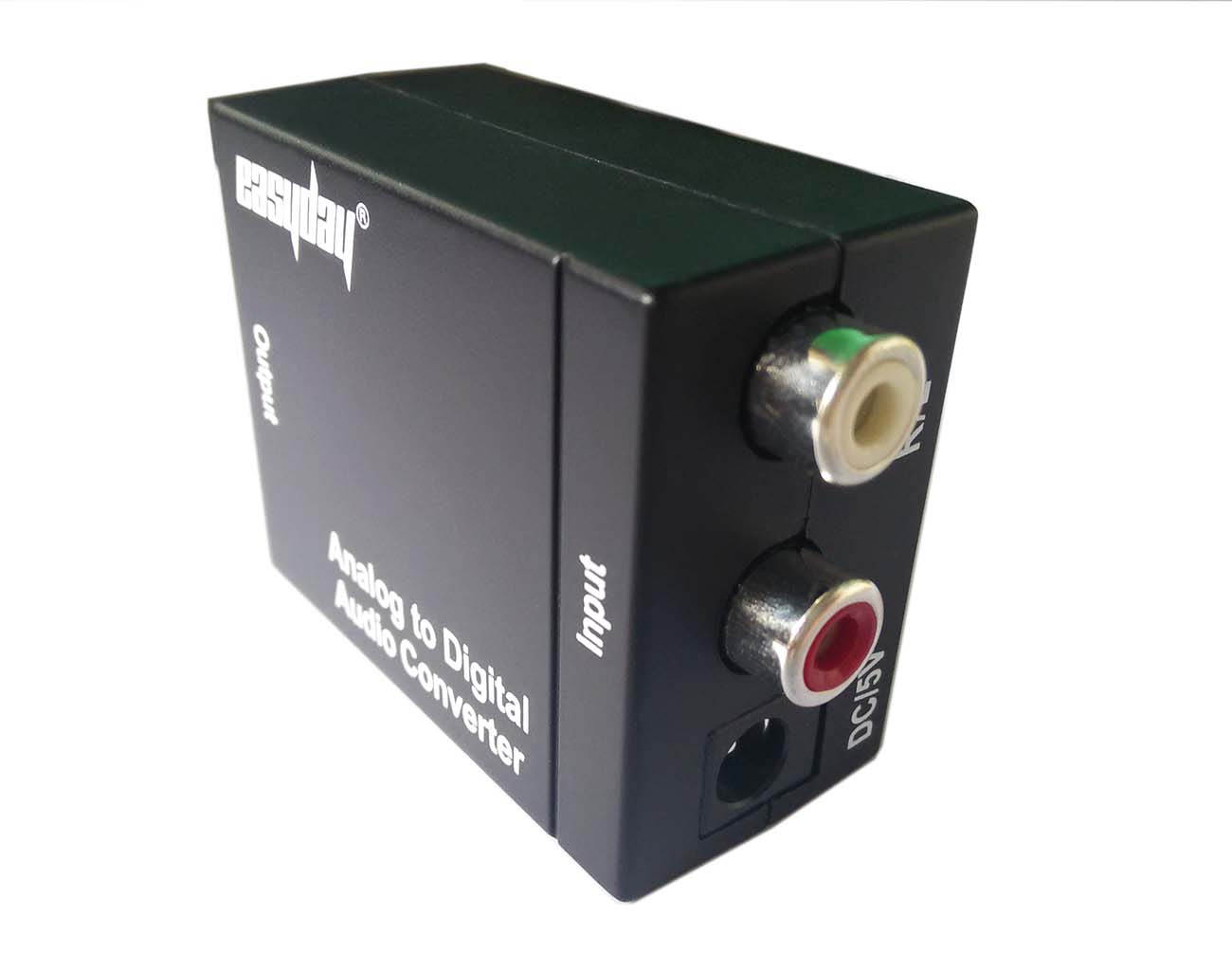 easyday RCA 3.5mm Analog to Digital Optical Toslink Coaxial Audio Converter Adapter with Optical Cable